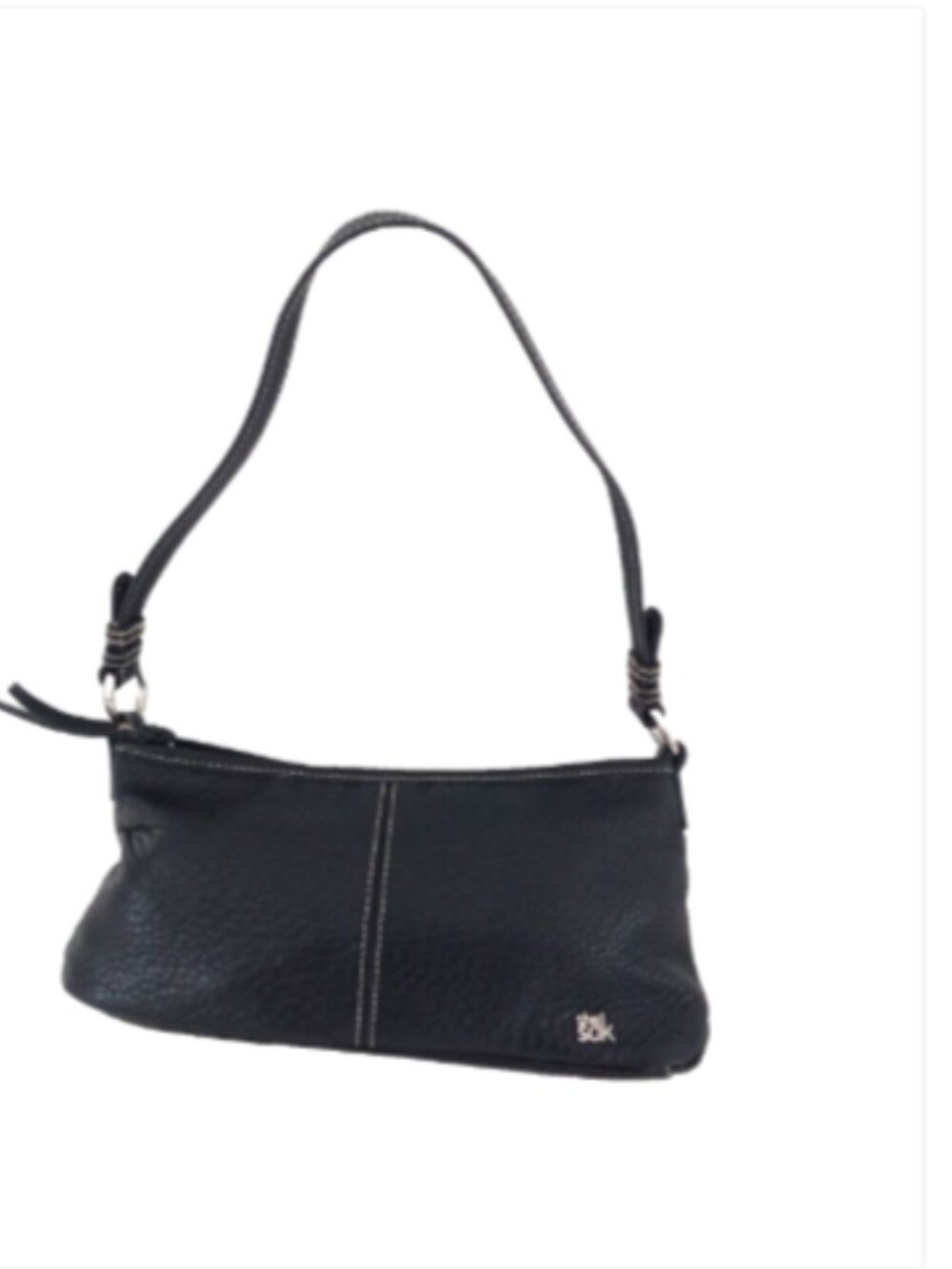 The Sak Black Pebbled Leather Shoulder Bag Small Baguette Purse Handbag